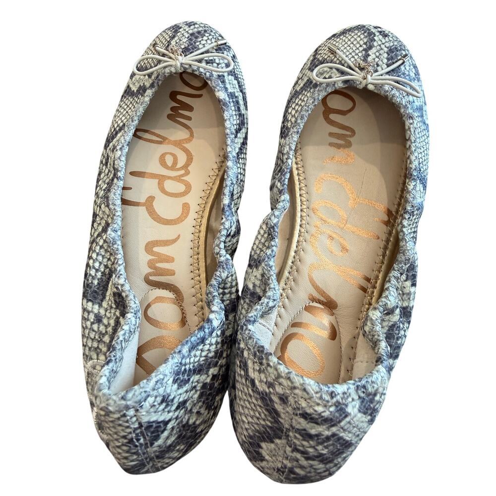 Sam Edelman Felicia Ballet Roccia Snake Print Gray Cream Size 7.5 Classic - Picture 7 of 9